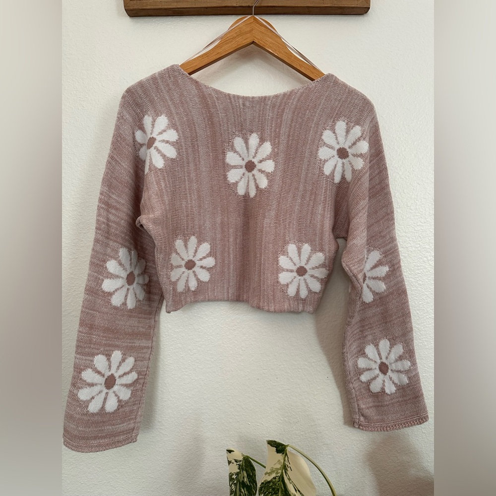 Altar'd State Blush and White Knit Sweater